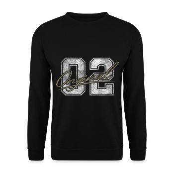 Jahrgang 2002 Original 20. Geburtstag Geschenk - Unisex Pullover - Schwarz - Vorne - Alina (178cm) & Michal (187cm)