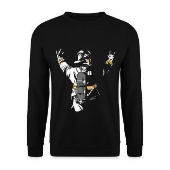 Chemise de pompiers pour pompier & pompier - Sweat-shirt Unisexe - noir - Devant - Alina (178cm) & Michal (187cm)