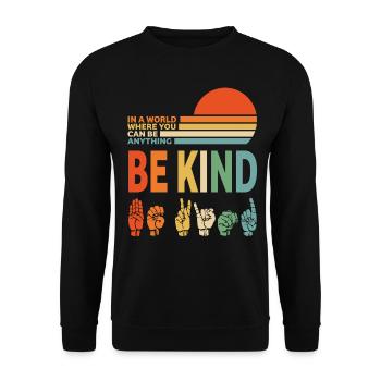 Be Kind - Unisex Pullover - Schwarz - Vorne - Alina (178cm) & Michal (187cm)