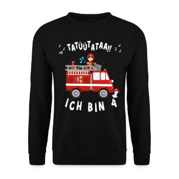 Tatütata ich bin 4 vier Jahre alt zum Geburtstag - Unisex Pullover - Schwarz - Vorne - Alina (178cm) & Michal (187cm)