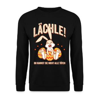 Lächle! du kannst sie nicht alle töten - Unisex Pullover - Schwarz - Vorne - Alina (178cm) & Michal (187cm)
