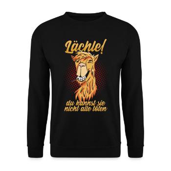 Lächle! du kannst sie nicht alle töten - Unisex Pullover - Schwarz - Vorne - Alina (178cm) & Michal (187cm)