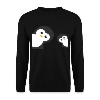 Pinguin - Unisex Pullover - Schwarz - Vorne - Alina (178cm) & Michal (187cm)