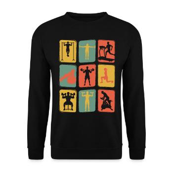 Fitnessstudio Gym Retro Vintage - Unisex Pullover - Schwarz - Vorne - Alina (178cm) & Michal (187cm)