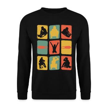 Tobogganing SledGe Retro Vintage - Unisex Sweatshirt - black - Front - Alina (178cm) & Michal (187cm)