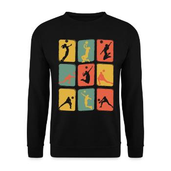 Volleyball Retro Vintage - Unisex Pullover - Schwarz - Vorne - Alina (178cm) & Michal (187cm)