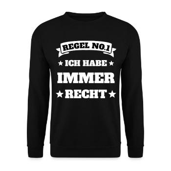 ich habe immer recht - Unisex Pullover - Schwarz - Vorne - Alina (178cm) & Michal (187cm)