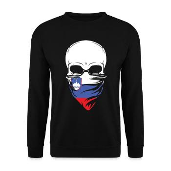 Dia De Los Muertos - Slovenia Skull - Unisex Pullover - Schwarz - Vorne - Alina (178cm) & Michal (187cm)
