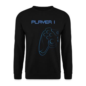 Player 1 partner look dad son gamer - Unisex Sweatshirt - black - Front - Alina (178cm) & Michal (187cm)