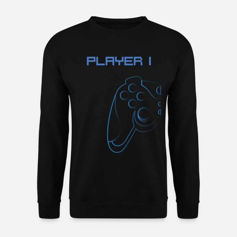 Player 1 Partnerlook Papa Sohn Gamer - Unisex Pullover - Schwarz