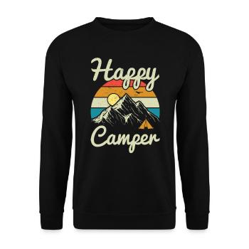 Happy Camper Gift Idea Camping Camping Gift - Unisex Sweatshirt - black - Front - Alina (178cm) & Michal (187cm)