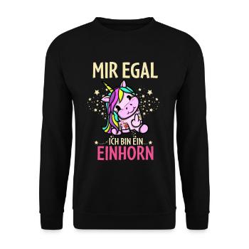 Mir Egal Ich Bin Ein Einhorn - Unisex Pullover - Schwarz - Vorne - Alina (178cm) & Michal (187cm)