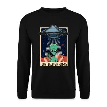 Alien UFO Alien Humanity Funny Gift - Sweat-shirt Unisexe - noir - Devant - Alina (178cm) & Michal (187cm)