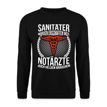 Sanitäter Rettungssanitäter Notarzt Geschenk - Unisex Pullover - Schwarz - Vorne - Alina (178cm) & Michal (187cm)