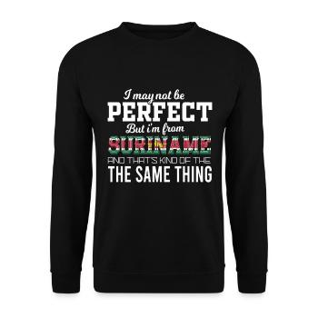 Je suis presque parfait, je viens du Suriname - Sweat-shirt Unisexe - noir - Devant - Alina (178cm) & Michal (187cm)