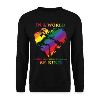 Drapeau Be Kind Gay Pride - Sweat-shirt Unisexe - noir - Devant - Alina (178cm) & Michal (187cm)