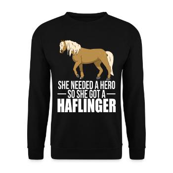 Haflinger foal Kohlfuchs Haflinger t shirt - Unisex Sweatshirt - black - Front - Alina (178cm) & Michal (187cm)