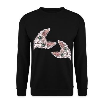 Sphynx Katze - Unisex Pullover - Schwarz - Vorne - Alina (178cm) & Michal (187cm)