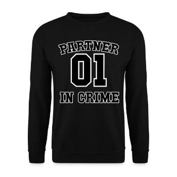 Partner in Crime - Unisex Pullover - Schwarz - Vorne - Alina (178cm) & Michal (187cm)