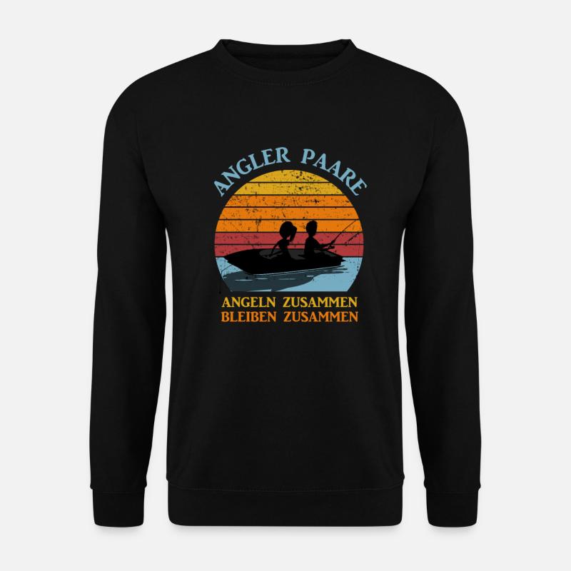 Angler Paare angeln zusammen Spruch Fischen - Unisex Pullover - Schwarz