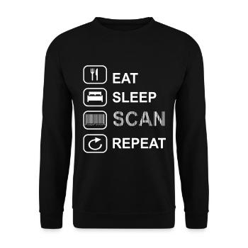 Cashier seller barcode eat sleep scan repeat - Unisex Sweatshirt - black - Front - Alina (178cm) & Michal (187cm)