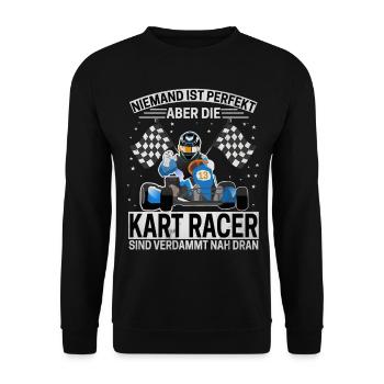 Kart rennen Gokartarena Geschenk - Unisex Pullover - Schwarz - Vorne - Alina (178cm) & Michal (187cm)