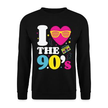 90s 90s 90s fashion 90s musique - Sweat-shirt Unisexe - noir - Devant - Alina (178cm) & Michal (187cm)
