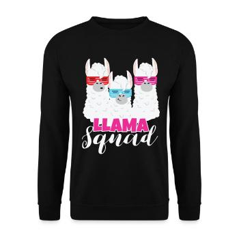 Lama Lama Squad Lama und Alpakas Alpaka - Unisex Pullover - Schwarz - Vorne - Alina (178cm) & Michal (187cm)