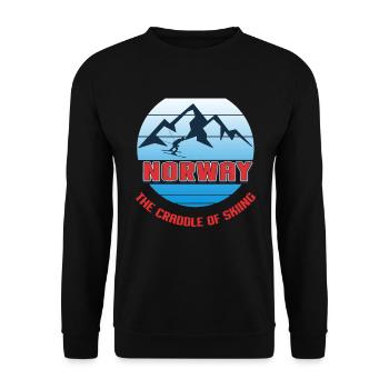 Norwegen, Skandinavien, Angeln - Unisex Pullover - Schwarz - Vorne - Alina (178cm) & Michal (187cm)