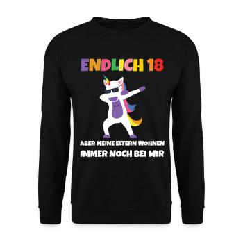 Endlich 18 - Unisex Pullover - Schwarz - Vorne - Alina (178cm) & Michal (187cm)