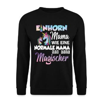 Einhorn Mama Mutter Muttertag - Unisex Pullover - Schwarz - Vorne - Alina (178cm) & Michal (187cm)