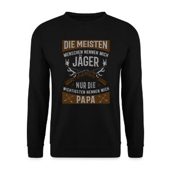 Jäger Papa Jagd Herren Geschenk - Unisex Pullover - Schwarz - Vorne - Alina (178cm) & Michal (187cm)