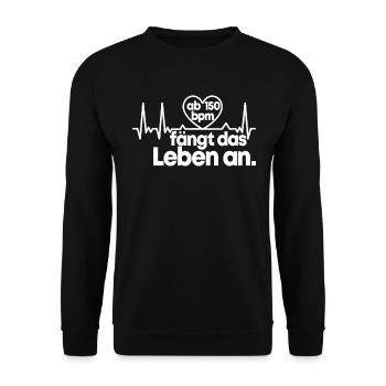 Techno 150 BPM Beats Per Minute Raver Geschenk - Unisex Pullover - Schwarz - Vorne - Alina (178cm) & Michal (187cm)
