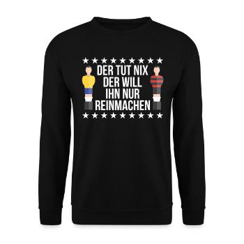 Tischkicker Tischfußball Tischfußballer Geschenk - Unisex Pullover - Schwarz - Vorne - Alina (178cm) & Michal (187cm)