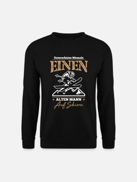 Unterschätze niemals einen alten Mann auf Skiern - Unisex Pullover - Schwarz