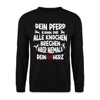Dein Pferd kann Dir alle Knochen brechen - Unisex Pullover - Schwarz - Vorne - Alina (178cm) & Michal (187cm)