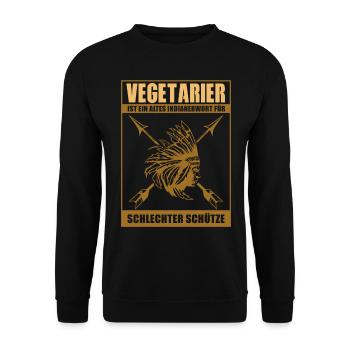 Vegetarian is an old Indian word - Anti Vegan - Unisex Sweatshirt - black - Front - Alina (178cm) & Michal (187cm)