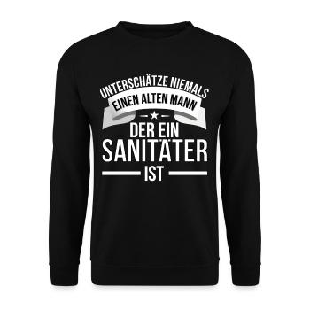 Sanitaeter Notarzt erste Hilfe Geschenk - Unisex Pullover - Schwarz - Vorne - Alina (178cm) & Michal (187cm)