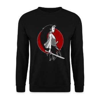 Samurai Girl Schwert Japan Kriegerin Geschenk - Unisex Pullover - Schwarz - Vorne - Alina (178cm) & Michal (187cm)