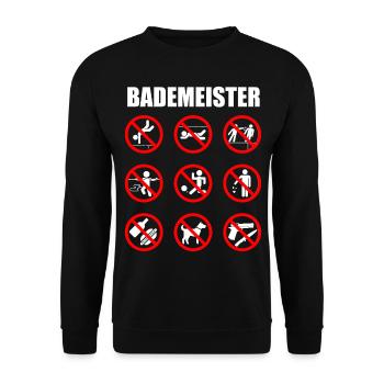 Bademeister Schwimmbad Freibad Rettungsschwimmer - Unisex Pullover - Schwarz - Vorne - Alina (178cm) & Michal (187cm)