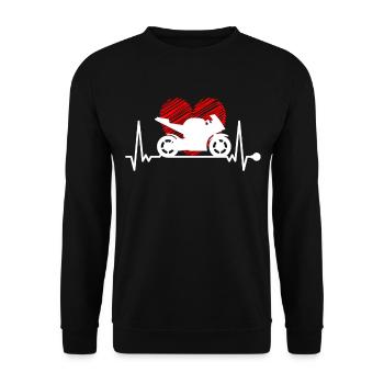 Herzschlag Motorrad Biker Bike Motorbike Puls EKG - Unisex Pullover - Schwarz - Vorne - Alina (178cm) & Michal (187cm)