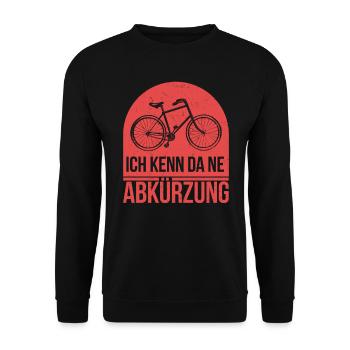 Lustiges Fahrrad Ich kenn da ne Abkürzung Geschenk - Unisex Pullover - Schwarz - Vorne - Alina (178cm) & Michal (187cm)