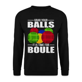 Petanque Aktuell Boule Kugeln Geschenk - Unisex Pullover - Schwarz - Vorne - Alina (178cm) & Michal (187cm)