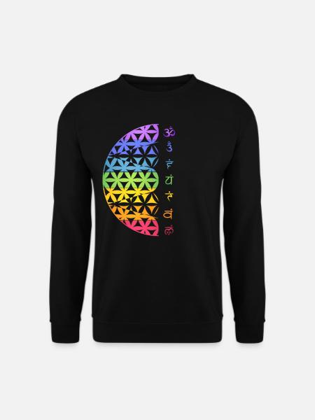 Blume des Lebens Symbol Meditation Chakra - Unisex Pullover - Schwarz