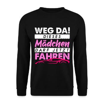 Führerschein Bestanden Geschenk Fahrprüfung Frau - Unisex Pullover - Schwarz - Vorne - Alina (178cm) & Michal (187cm)