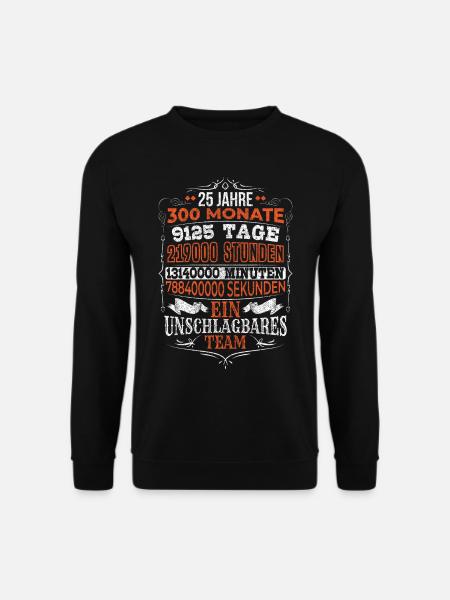 Silberhochzeit Geschenk 25 Jahre Hochzeitstag Zahl - Unisex Pullover - Schwarz