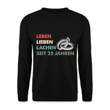 Silberhochzeit Geschenk 25 Jahre Hochzeitstag - Unisex Pullover - Schwarz - Vorne - Alina (178cm) & Michal (187cm)