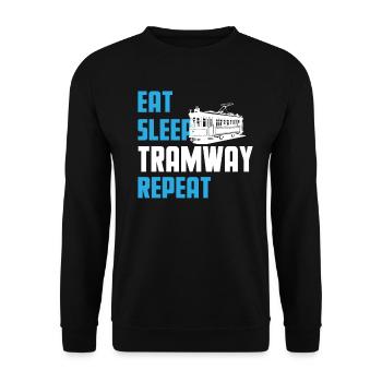 Manger. Dormir. Tramway. Répéter. - Sweat-shirt Unisexe - noir - Devant - Alina (178cm) & Michal (187cm)