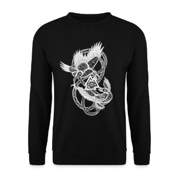 Corbeau Thor Odin Hugin et Munin symbole oeil - Sweat-shirt Unisexe - noir - Devant - Alina (178cm) & Michal (187cm)