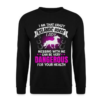 Cheval islandais - Sweat-shirt Unisexe - noir - Devant - Alina (178cm) & Michal (187cm)